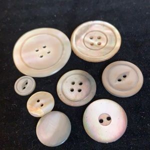 Vintage Lot of 8 Grey Mother of Pearl Buttons.